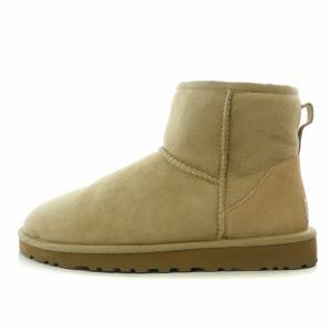 Classic Mini クラシックミニ ムートンブーツ ショートブーツ ロゴ スエード US7 ベージュ