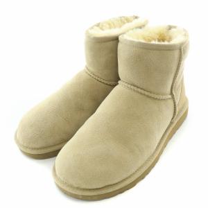 UGG australia Classic Mini クラシックミニ ムートンブーツ ショートブーツ ロゴ スエード US7 ベージュ