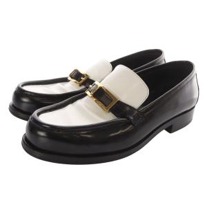 バイカラー レザー ローファー 39.5 26.5cm 黒 ブラック 白 ホワイト /SR32