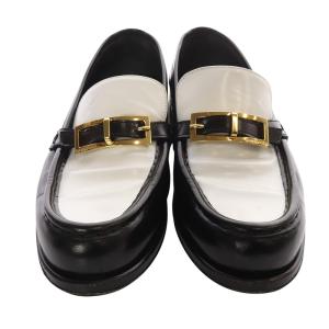 Sergio Rossi バイカラー レザー ローファー 39.5 26.5cm 黒 ブラック 白 ホワイト /SR32