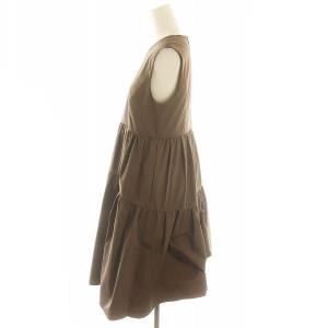 FOXEY NEW YORK レディドールドレス ワンピース 膝丈 ティアード ノースリーブ 40 茶 ブラウン 27637