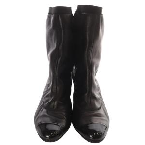 CHANEL ステッチ ココマーク ストレッチショートブーツ 36.5C ブラック