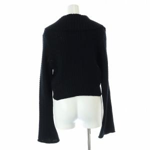 FOXEY BOUTIQUE リブカラーウールカーディガン ニット 長袖 ショート丈 40 M 黒 ブラック