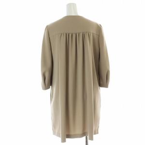 FOXEY NEW YORK ギャザーロングカーディガン 七分袖 前開きトッパー 40 M ベージュ