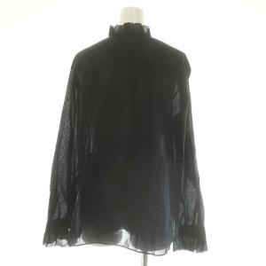 GALERIE VIE 24SS インドコットン フリルシャツ ブラウス 長袖 F 濃紺 ネイビー