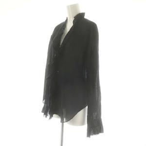 GALERIE VIE 24SS インドコットン フリルシャツ ブラウス 長袖 F 濃紺 ネイビー