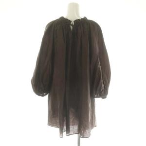 JOURNAL STANDARD L'ESSAGE 24SS シャイニーローンスキッパーブラウス 七分袖 プルオーバー F 茶 ブラウン /YQ OS