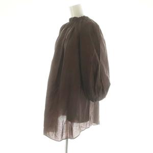 JOURNAL STANDARD L'ESSAGE 24SS シャイニーローンスキッパーブラウス 七分袖 プルオーバー F 茶 ブラウン /YQ OS