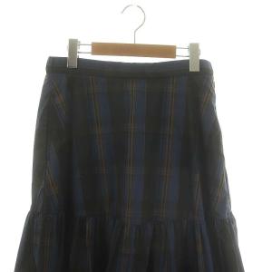 JOURNAL STANDARD 23AW メモリーチェックスカート フレア ロング 38 青 黒 モカ