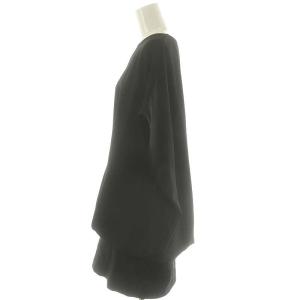L'Appartement バックジップ2WAY ワンピース チュニック ミニ 半袖 タック 黒 ブラック