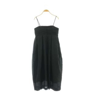 UNITED ARROWS エアリージャカード コクーンワンピース  キャミワンピース ロング 36 黒 ブラック