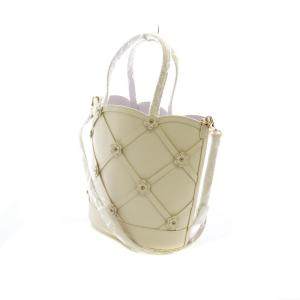 TOCCA FLORET LEATHER TOTE ショルダーバッグ ハンド 2WAY レザー 白 ホワイト B0-IW-0300