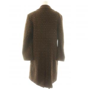 Max Mara ウィークエンド WEEKEND 総柄 ロングコート アウター ウール 38 茶 ブラウン
