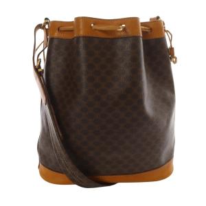 CELINE マカダム柄 巾着 クロスボディ ブラウン