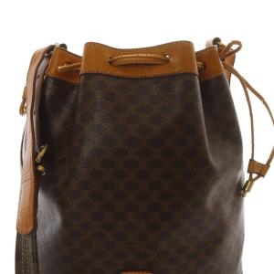 CELINE マカダム柄 巾着 クロスボディ ブラウン