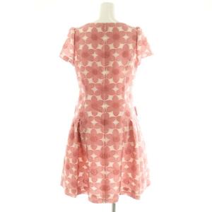 M'S GRACY 花柄 リボン ワンピース ひざ丈 半袖 38 ピンク