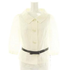 M'S GRACY セットアップ 上下 2点セット カメリア ブラウス 七分袖 スカート 膝丈 フレア ベルト付き インナー付き 38 白 黒