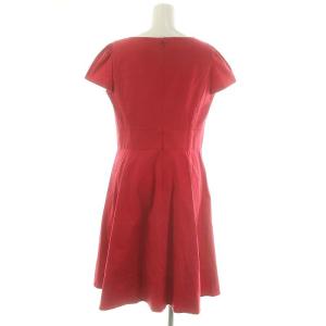 M'S GRACY ウエストベルト フレンチスリーブ ワンピース ひざ丈 ベルト付き コットン 40 L 赤 レッド /YQ