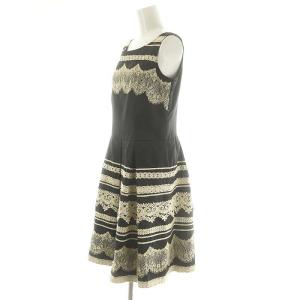 M'S GRACY レース ノースリーブ ワンピース ひざ丈 38 M 黒 ブラック ベージュ