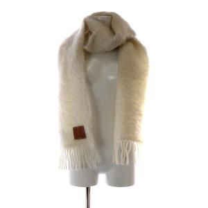 LOEWE レザーパッチ マフラー アナグラム ホワイト