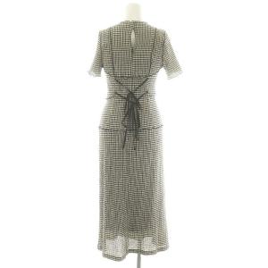 SNIDEL メローデザインワンピース ロング丈 マキシ丈 半袖 リボン 0 S 黒 ブラック