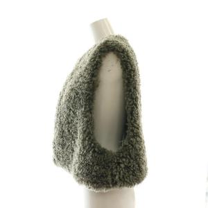 HYKE 24AW FAUX SHEARLING CROPPED VEST カーキ 17406