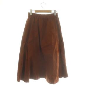 MHL. SOFT DENSE COTTON フレアスカート ロング 0 茶 ブラウン