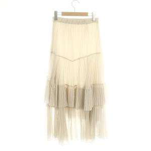 SNIDEL 23AW シフォンティアードスカート プリーツ フレア ロング 切替 0 ライトグレージュ