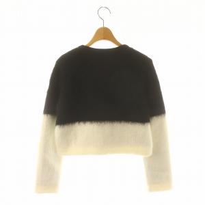 SNIDEL 22AW モヘアニットジャケット ノーカラージャケット クロップド ショート丈 モヘヤ混 F 黒 白 ブラック ホワイト
