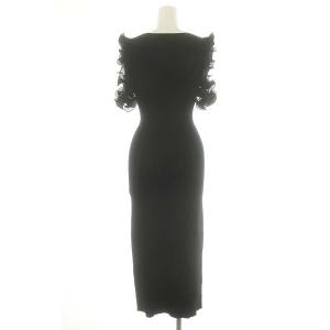 SNIDEL 23SS Sustainable プリーツフリルドッキングワンピース リブニット ロング ノースリーブ F 黒 ブラック