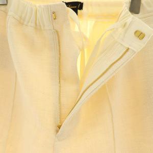 Drawer ワイドパンツ ギャバ ストレートパンツ ジッパーフライ コットン オフホワイト