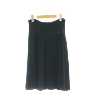 ココマークプレート ニット プリーツスカート ひざ丈 38 黒 ブラック /MF OS