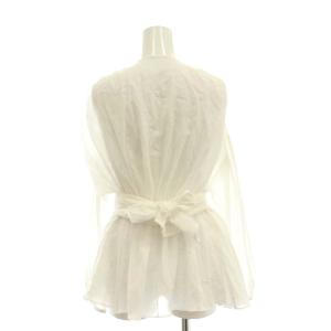 IENA 24SSシフォンドビーカシュクールブラウス 長袖 ギャザー シアー リボン 白 ホワイト