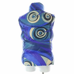 Emilio Pucci マーブル柄ダウンベスト ジップアップ 総柄 スタンドカラー 40 M 青 ブルー 紫 パープル /AT