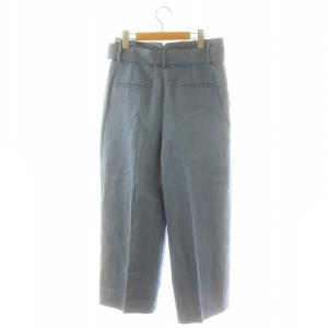 ebure 23SS ベルト付き タックワイドパンツ 麻 リネン混 38 M 青 ブルー /KO OS