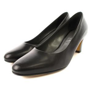 パンプス プレーントゥ レザー 23.5cm 黒