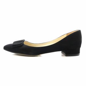 FOXEY パンプス ポインテッドトゥ リボン スエード 36.5 ブラック