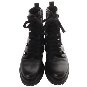 Sergio Rossi ビジュー レザー レースアップブーツ 36.5 ブラック