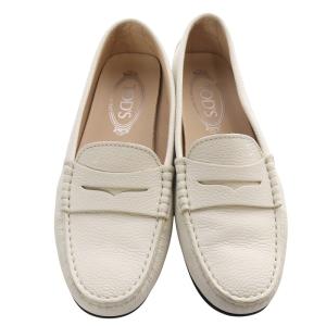TOD'S レザードライビングシューズ ローファー 36.5 23.5cm 白 ホワイト