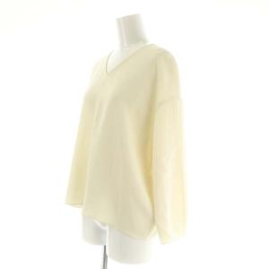 Theory 24SS Admiral Crepe Round VNK Top ブラウス 長袖 Vネック S オフホワイト