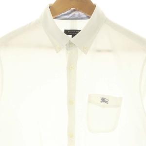 BURBERRY BLACK LABEL シャツ 半袖 前開き ロゴ刺繍 コットン 3 白 ホワイト