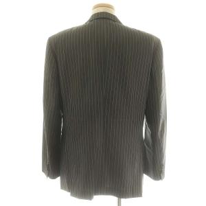 PAUL SMITH ウール シルク ストライプ スーツ ジャケット シングル センターベント パンツ センタープレス L2 XL チャコールグレー