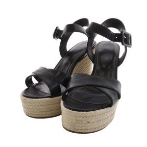 サンダル エスパドリーユ ウェッジソール レザー 34 21cm 黒 ブラック A77490 /AK17