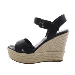 Sergio Rossi サンダル エスパドリーユ ウェッジソール レザー 34 21cm 黒 ブラック A77490 /AK17