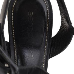 Sergio Rossi サンダル エスパドリーユ ウェッジソール レザー 34 21cm 黒 ブラック A77490 /AK17