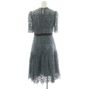 CELFORD ケミカルレースワンピース ひざ丈 半袖 34 ブルーグレー ブルー