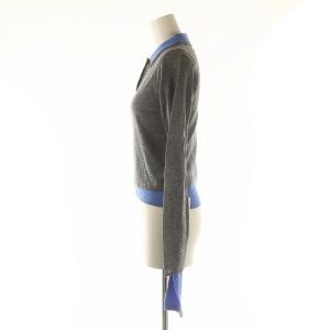 SNIDEL タグ付き 24AW Sustainableレイヤードポロニットプルオーバー セーター 長袖 ウール混 グレー ブルー