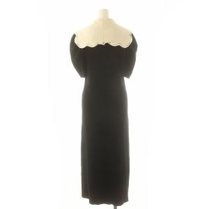 CELFORD スカラップセーラーニットワンピース ロング丈 マキシ丈 半袖 スカラップデザイン 36 S 黒 ブラック