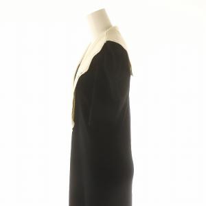 CELFORD スカラップセーラーニットワンピース ロング丈 マキシ丈 半袖 スカラップデザイン 36 S 黒 ブラック