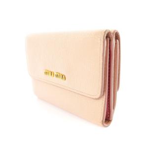 miumiu 三つ折り財布 ウォレット ロゴ ピンク 5ML014